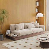 Modern pull-out floor sofa bed with reversible armrests and lift-top storage for space-saving comfort